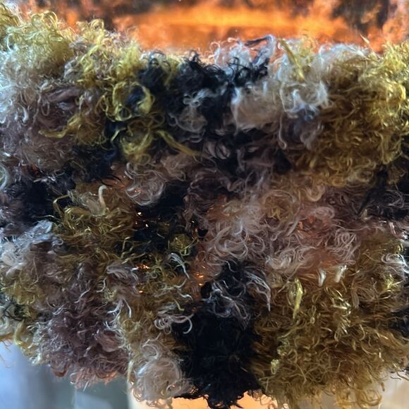 Hand Crafted silk and nylon stretch headband cowl green black mocha ivory Large - Picture 5 of 13